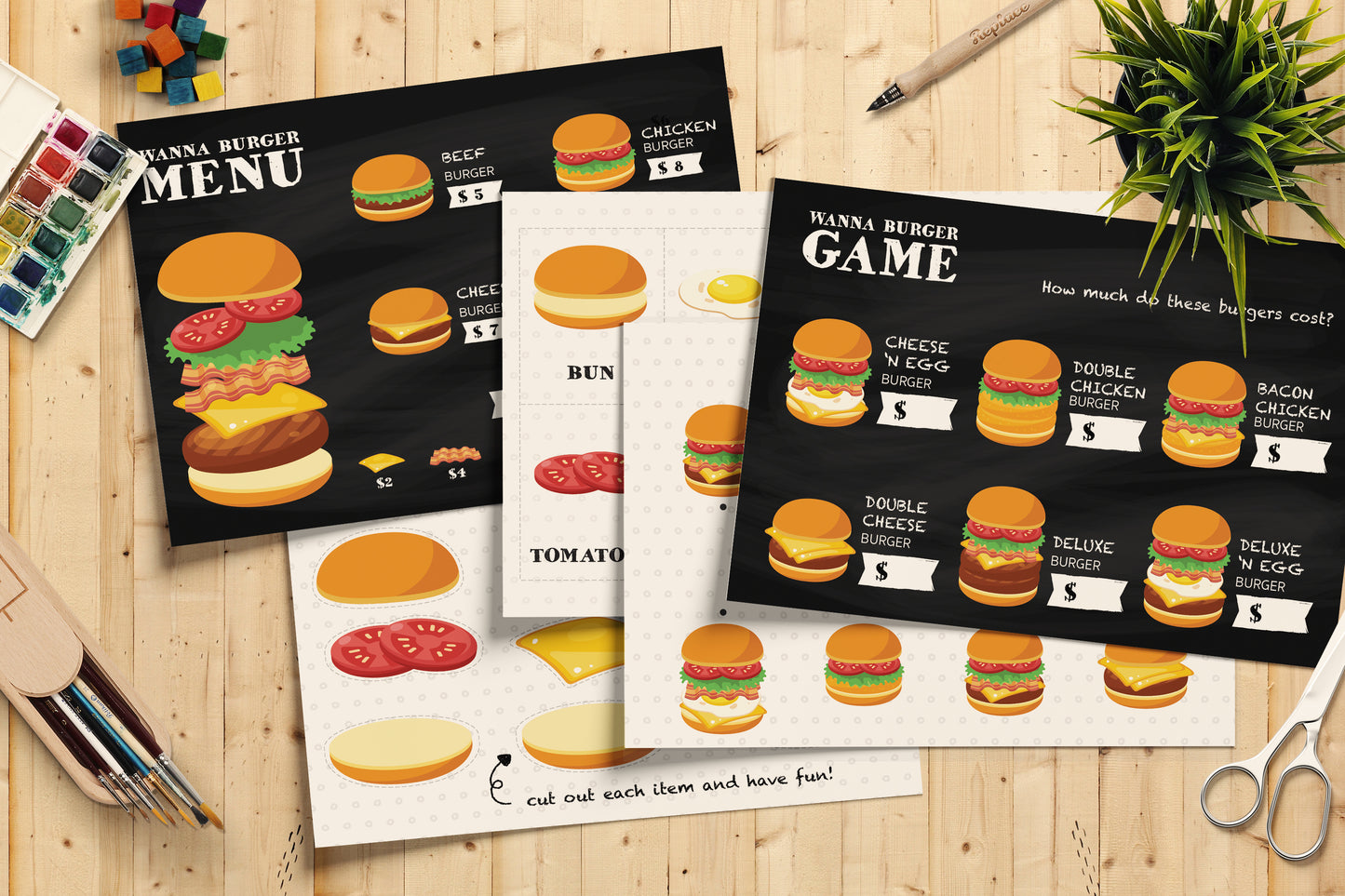 Burger Menu Game | Pretend Restaurant