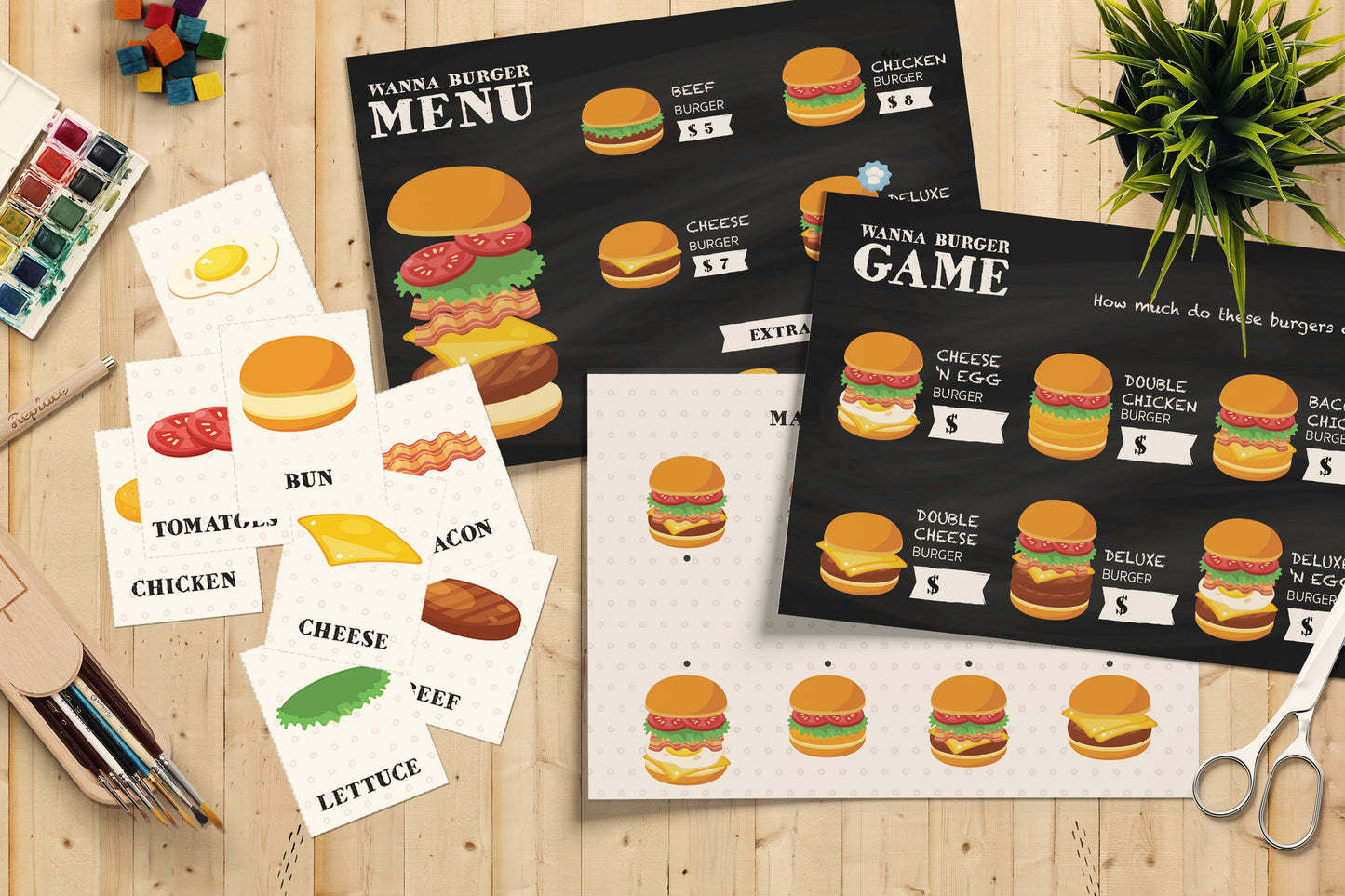 Burger Menu Game | Pretend Restaurant