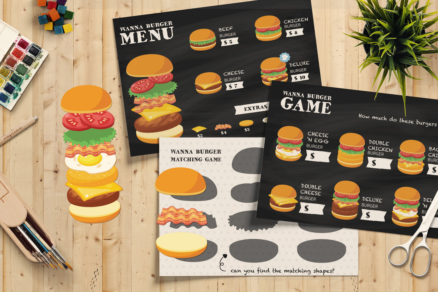 Burger Menu Game | Pretend Restaurant